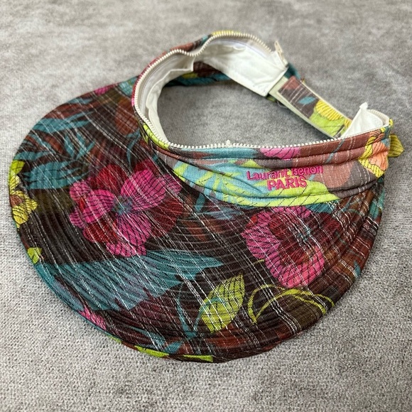 VINTAGE Laurant Benon Paris Floral Sun Visor Hat with Removable Top - Picture 6 of 9